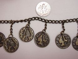 C20  Liberty Lady Coin Chain Fringe Sewing Trim 1.5"