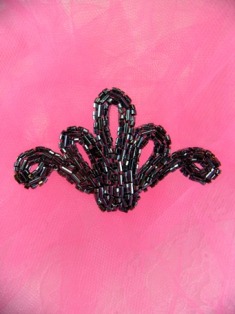 FS1049 Gunmetal Beaded Applique 2.5"
