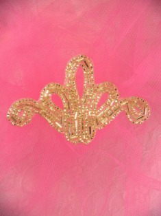 FS1049 Light Gold Beaded Applique 2.5"