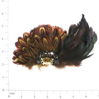 E4155  Leopard  Brown & Gold  Feather  6.5"-feather
