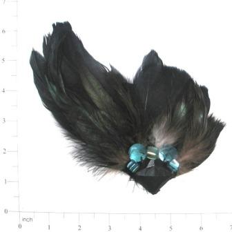 E4157   Feather Brooch Pin Turquoise Beads Applique