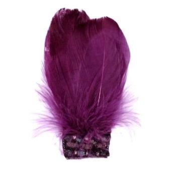 FE4167   Plum Beaded Victorian Feather Brooch / Applique-plum,feather,fur,brooch,applique,rhinestone