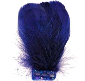 FE4167   Royal Blue Beaded Victorian Feather Brooch / Applique
