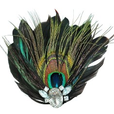 E4243 Peacock Rhinestone Feather Brooch Clip Applique