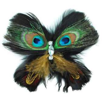 E4244 Peacock Rhinestone Feather Brooch Clip Applique