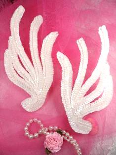 FS1061X White AB Mirror Pair Sequin Appliques 6"