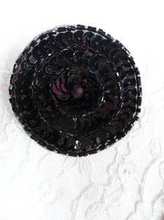 FS1282 Black Circle Beaded Sequin Applique 2.25""