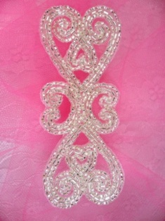 FS15 Silver Beaded Applique 5"