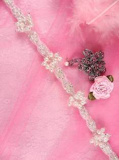 FS187 Silver Beaded Pearl Cluster Trim .75"