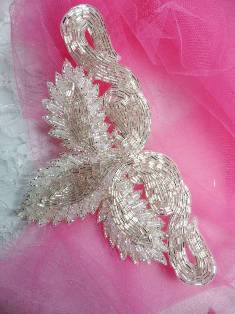 FS2063 Silver Crystal AB Beaded Applique 8"