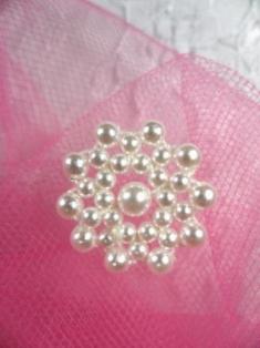 FS2233 White Pearl Beaded Applique 7/8"