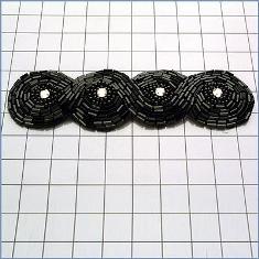 FS2239  Black Braided Rhinestone Beaded Applique 4.75"