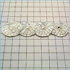 FS2239  Silver Braided Rhinestone Beaded Applique 4.75"