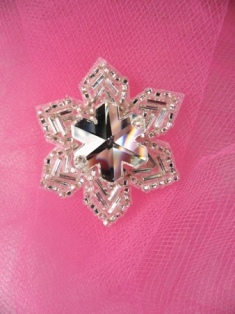 FS2360 Snowflake Jewel Beaded Applique 1.5"
