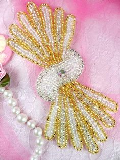 FS3161 Gold Silver Crystal AB Beaded Applique 5.25"