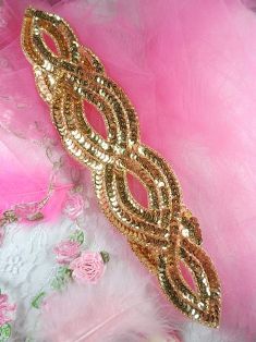 FS400 Gold Designer Sequin Beaded Applique 9"