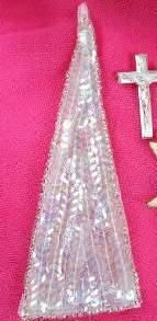 FS473 Crystal AB Silver Triangle Beaded Sequin Applique 5"