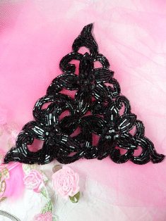 FS753 Black Triangle Beaded  Applique 5.5"