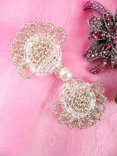 FSV580 Silver Beaded Frog Button Closure 2.75"