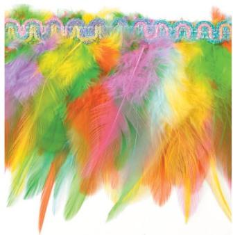 E4022  Multicolor Feather Sewing Trim 3"