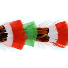 P4003 Red Beige & Green Feather Trim Pre-Cut 36"