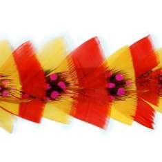 P4013 Red Orange & Fuchsia Feather Trim Pre-Cut 36"