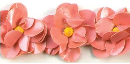 E1590 Flower Beaded Sequin Trim Old Pink