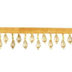 RM1670D  REMNANT YELLOW 20" Teardrop Beaded Fringe Sewing Trim