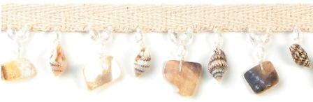 E2655  Seashell Beaded Fringe Trim 0.75"-sea,seashell,shell,bead,beaded,fringe,trim,trimming,sewing