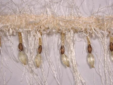 E2664  Ivory Beaded Eyelash Gimp Fringe Trim