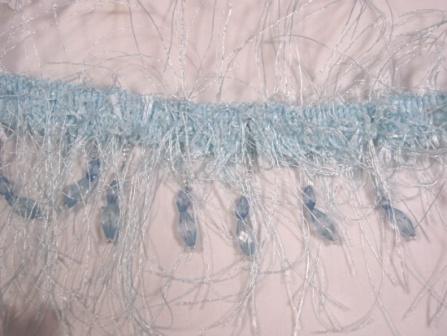 E2664  Light Blue Beaded Eyelash Gimp Fringe Trim
