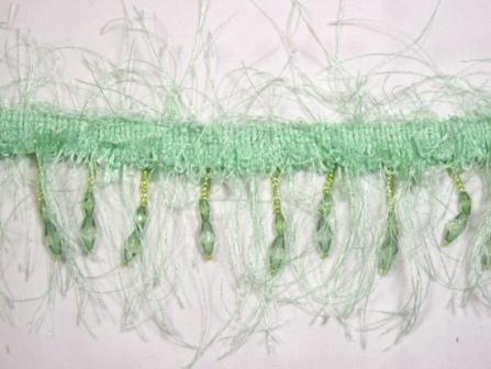 E2664  Lt. Green Beaded Eyelash Gimp Fringe Trim
