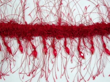 D6264  Red Eyelash Gimp Fringe Trim Pre-cut 1 Yard-embellishment,sewing,clothing,  trim,hairy,gimp,trimmings,sewing,eyelash,fringe 