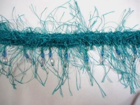 E2664  Teal Beaded Eyelash Gimp Fringe Trim
