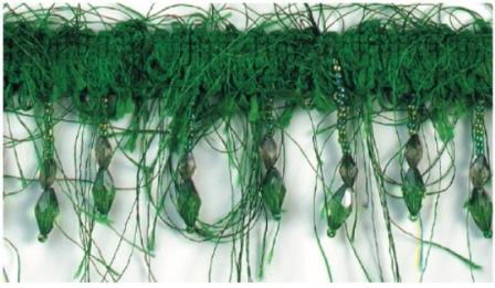 E2664  Kelly Green Beaded Eyelash Gimp Fringe Trim-embellishment,sewing,clothing,sequin,beaded,bead,sequins,applique,motif,collar,green,kelly,trim,hairy,gimp,trimmings,sewing,beaded,ostrich,rayon,hollywood,eyelash,fringe 