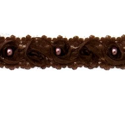 E4444  Chocolate Brown Lace Wedding Bridal Sewing Trim 1"