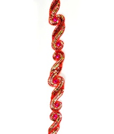 E4549 Red AB Jewel Wave Beaded Sequin Trim 1"