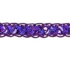 E4570  Purple Holographic Braided Cord Sequin Trim