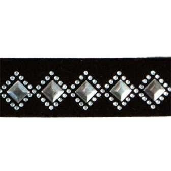 E4587  Iron-On Rhinestone Metal Diamond Trim 1"