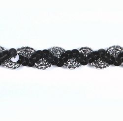 E6119  Black & Silver Ric Rac Sequin Sewing Craft Trim 5/8"-black,silver,sewing,craft,trim,sequin,rick,rack,ric,rac