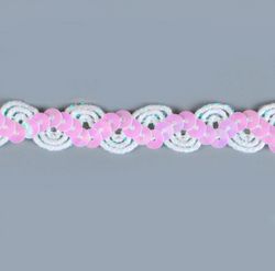 E6119  White AB Ric Rac Sequin Sewing Craft Trim 5/8"-white,ab,sewing,craft,trim,sequin,rick,rack,ric,rac
