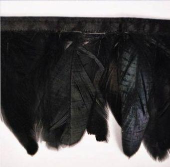 E6150  Peacock Black Marabou Feather Sewing Trim 3"