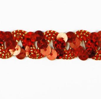 E6176  Red Holographic Ric Rac Sequin Sewing Craft Trim 5/8"