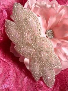JB31 Aurora Borealis Crystal AB Silver Beaded Applique 6"
