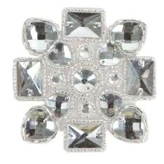 E2615 Jewel Heart Motif Beaded Applique 3.25"