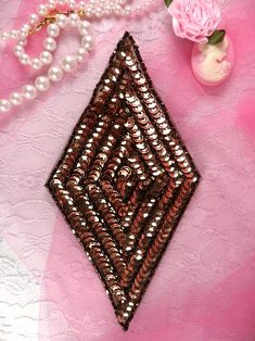 K8385 Bronze Diamond Beaded Sequin Applique 5.5"