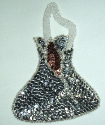 0125  Hershey's Candy Kiss Sequin Beaded Applique Collar 4.25"
