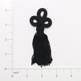 E1044 Black Loop Frog Tassel 4"-black,loop,frog,tassel,embellishment