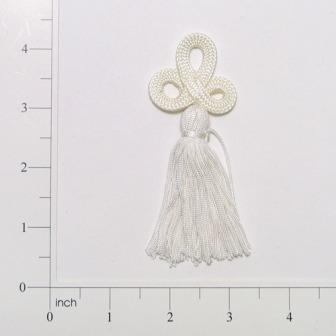 E1044 White Loop Frog Tassel 4"-white,loop,frog,tassel,embellishment