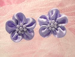 L14 Set of 2 Lavender Flower Applique-lavender,embellishment,sewing,clothing,beaded,bead,applique,motif